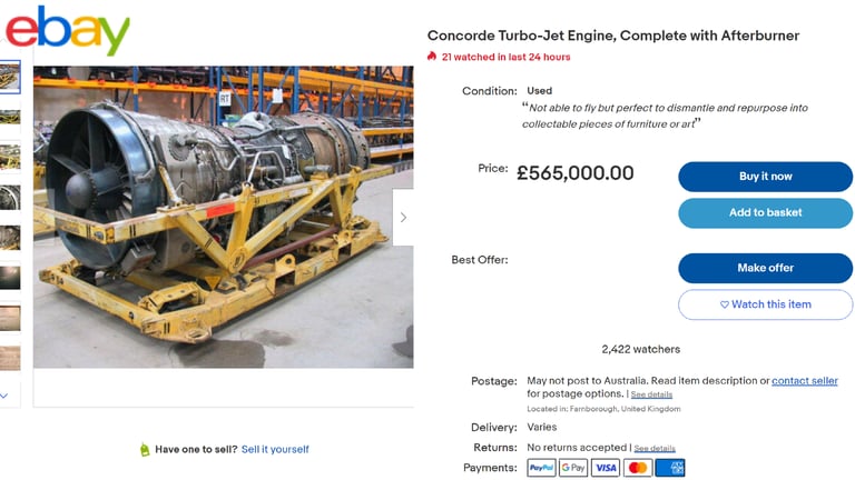 There’s An Actual Concorde Turbo-Jet Engine For Sale On eBay Right Now