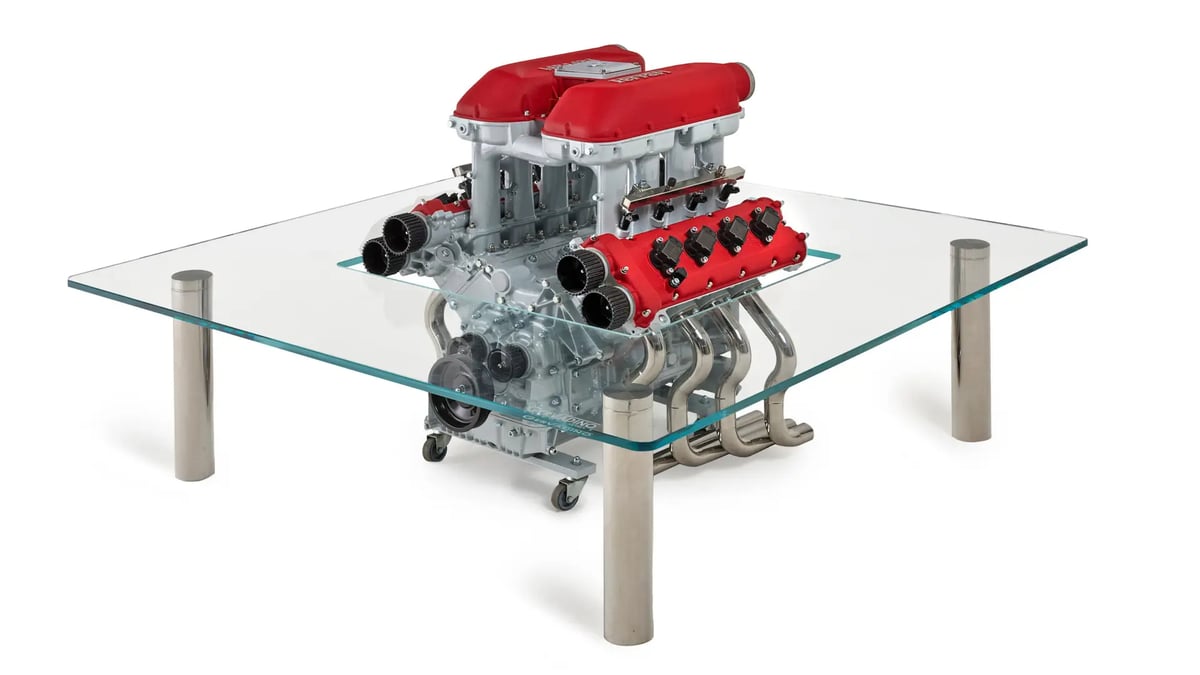 This Epic Coffee Table Features A Very Real Ferrari V8 Engine Built Into It