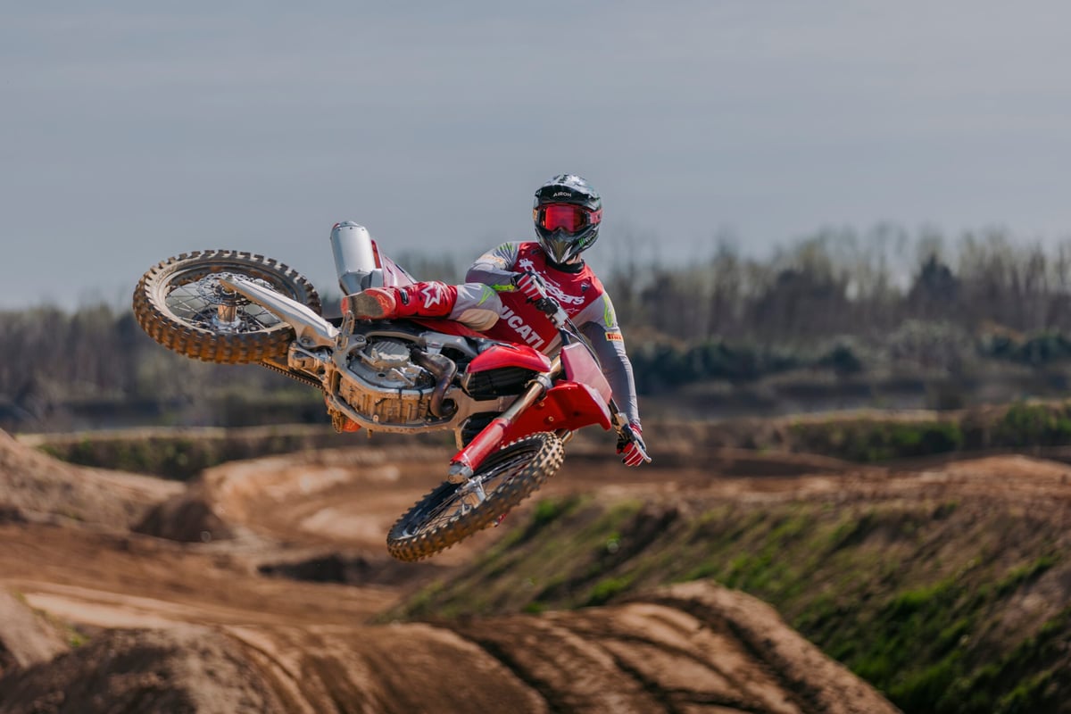 The Ducati Desmo450 MX lands in Australia around September 2025 with a starting price of $16,300.