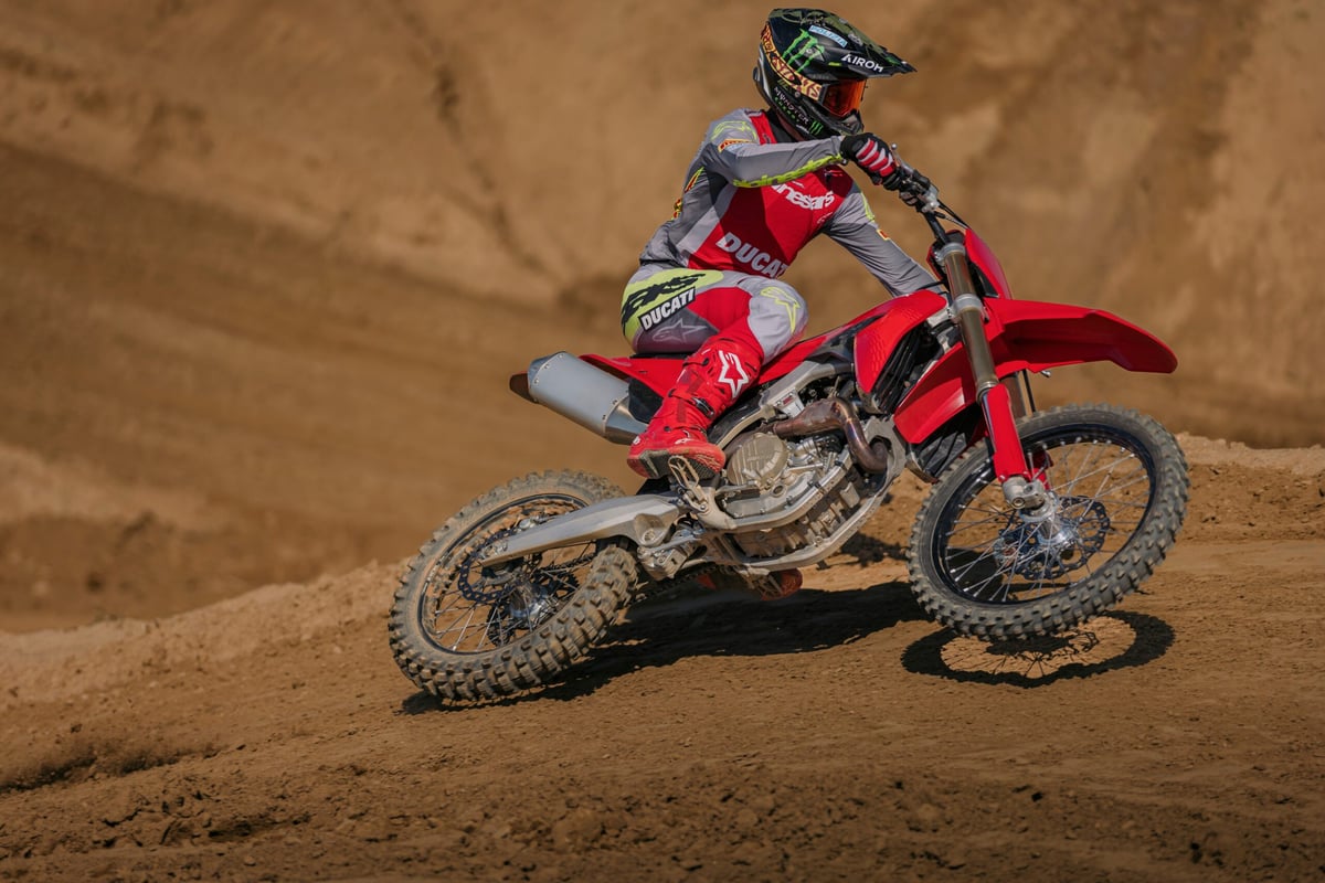 The Ducati Desmo450 MX lands in Australia around September 2025 with a starting price of $16,300