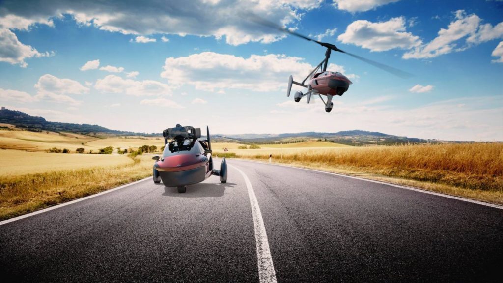 A airplane that is driving down the road