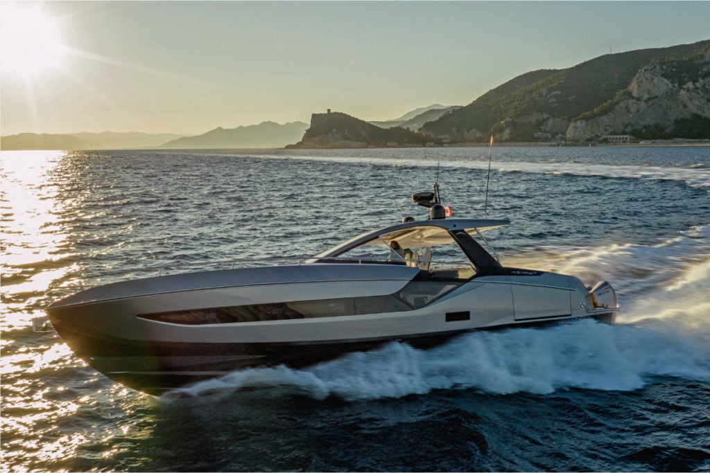 A small boat in a body of water
