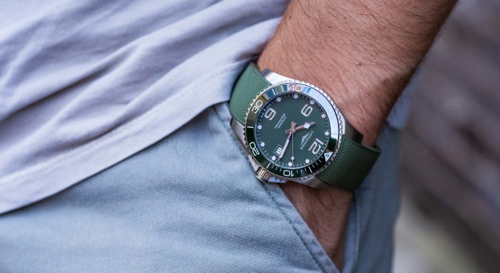 longines hydroconquest blue rubber strap