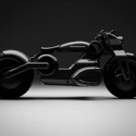 A motorcycle parked on the side of a road