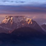 A view of a snow covered mountain