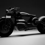 A motorcycle parked on the side of a road
