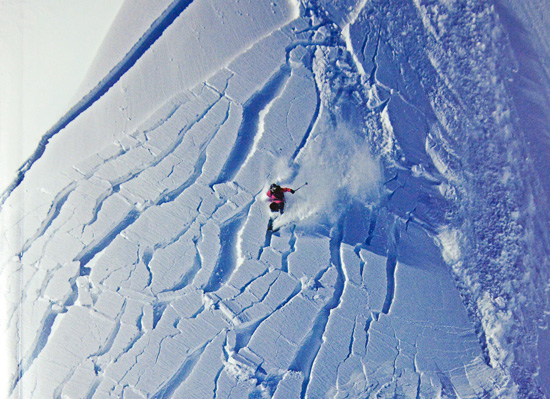 A view of a snow covered mountain