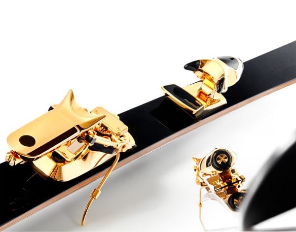 Skiing Black and Gold Laser Italian Charm Skiing Black and Gold Laser Italian Charm