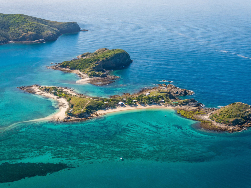 An island in the middle of a body of water