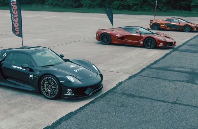 Watch The LaFerrari, P1, and 918 Go Head To Head In A 0-300 Drag Race