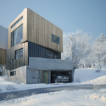 A building covered in snow