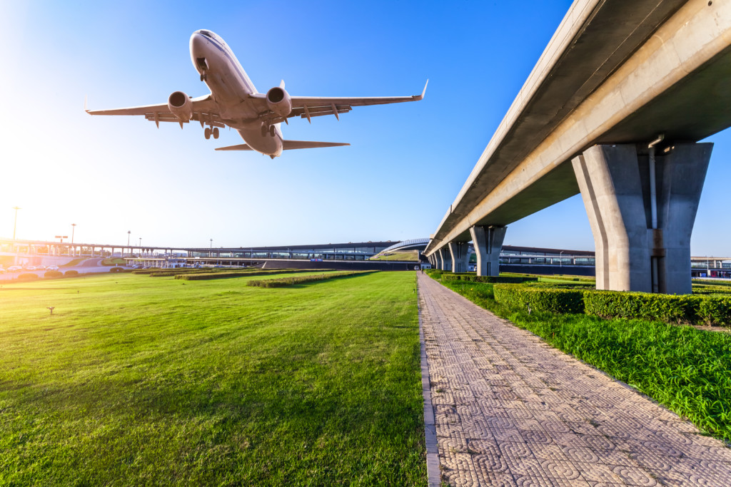 A airplane that is flying in the air