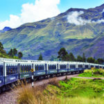 A train is coming down the mountain