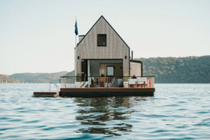 A small boat in a body of water