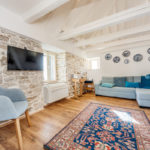 A living room filled with furniture and a fireplace