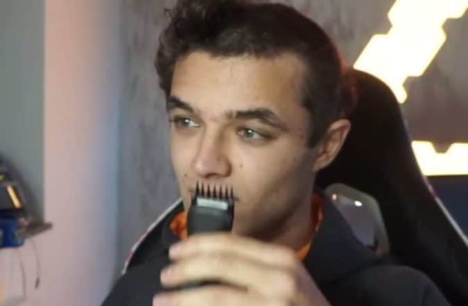 F1 Driver Lando Norris Shaves His Head Live On Twitch