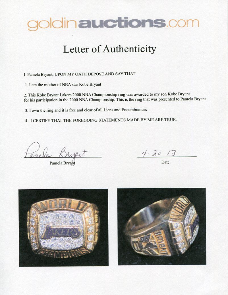 Kobe Bryant NBA Championship Ring Auctions For US$206,000