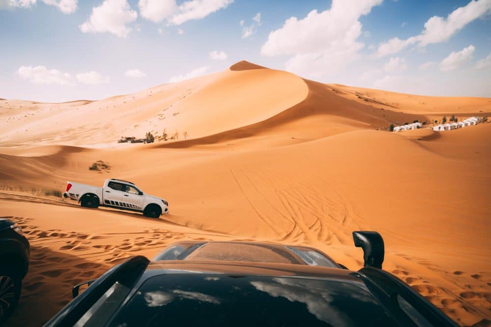 A car parked on the side of a mountain