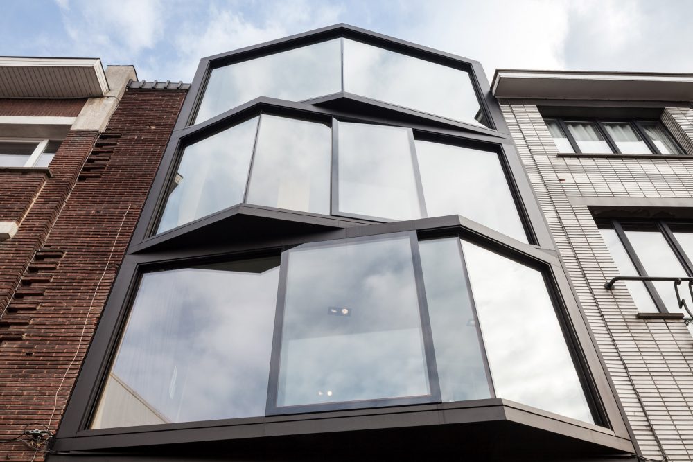 A building next to a window