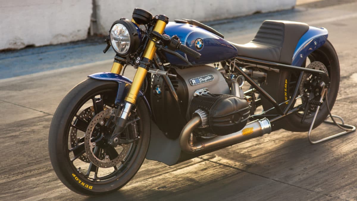 A motorcycle parked on the side of a road