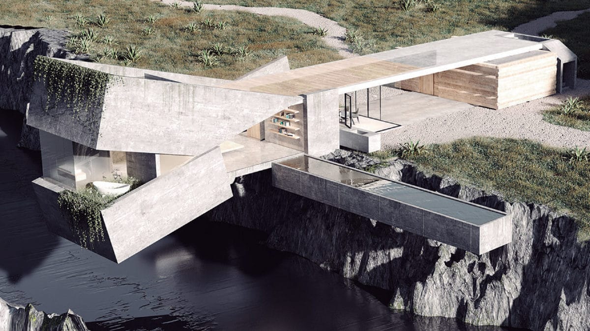 A stone bridge over a ramp