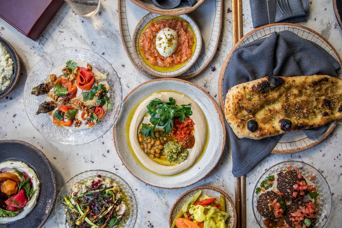 Many different types of food on a table