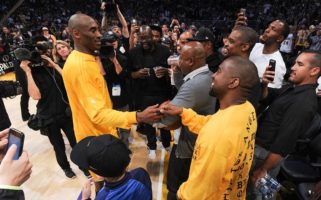 Kanye and Kobe shake hands at Staples Centre