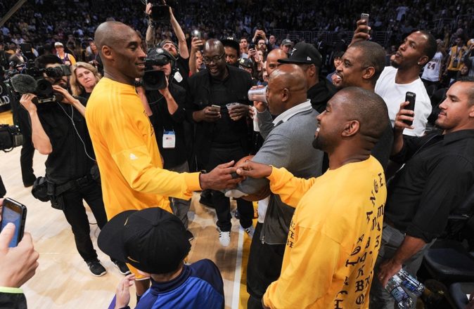 Kanye and Kobe shake hands at Staples Centre