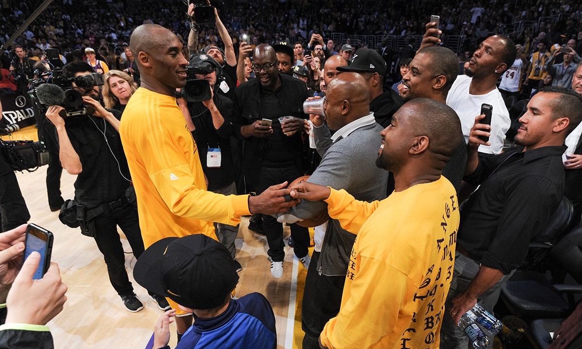 Kanye and Kobe shake hands at Staples Centre