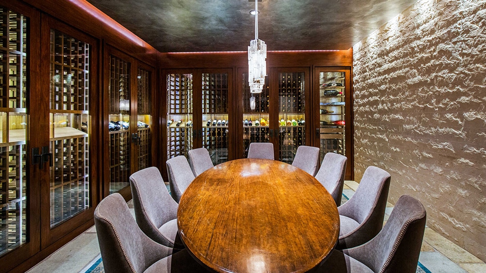 Matt Damon mansion wine room.