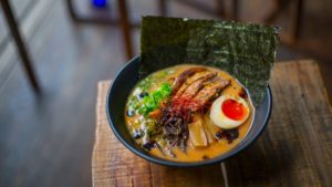 A bowl of food on a plate