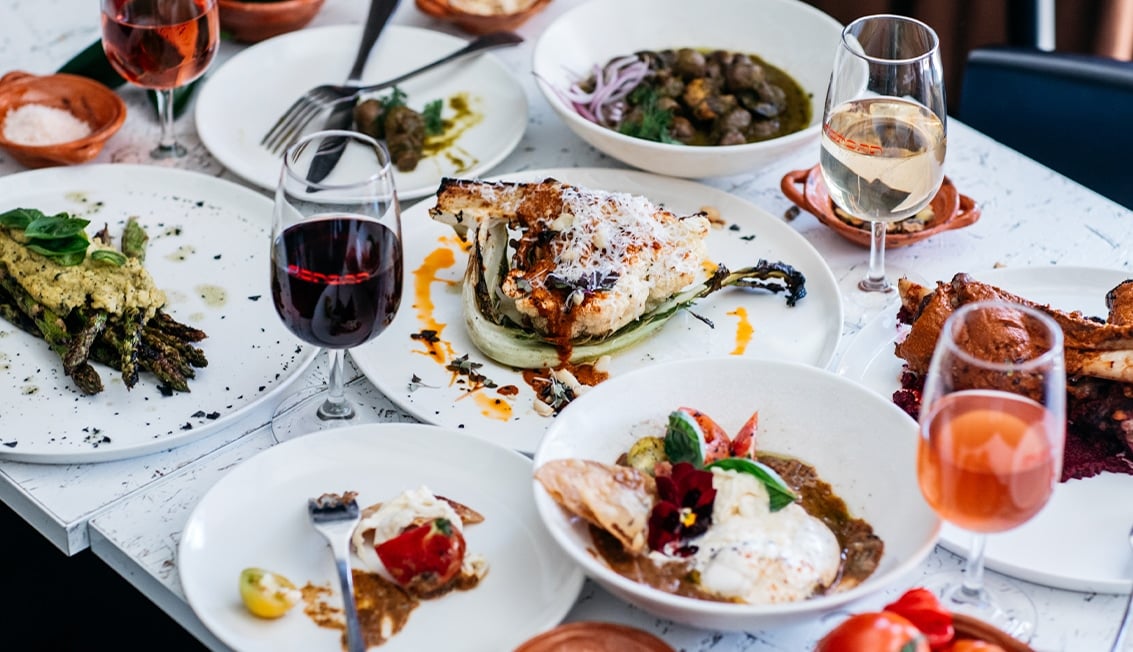 A plate of food on a table