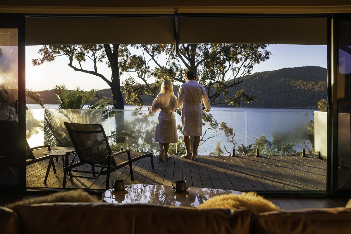 Guests relaxing at Marramarra Lodge at the Hawkesbury River