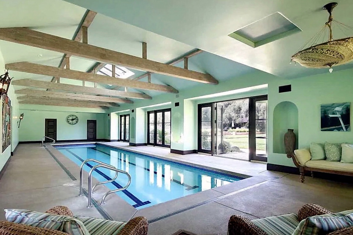 The indoor pool at The Rock's beverley park mansion