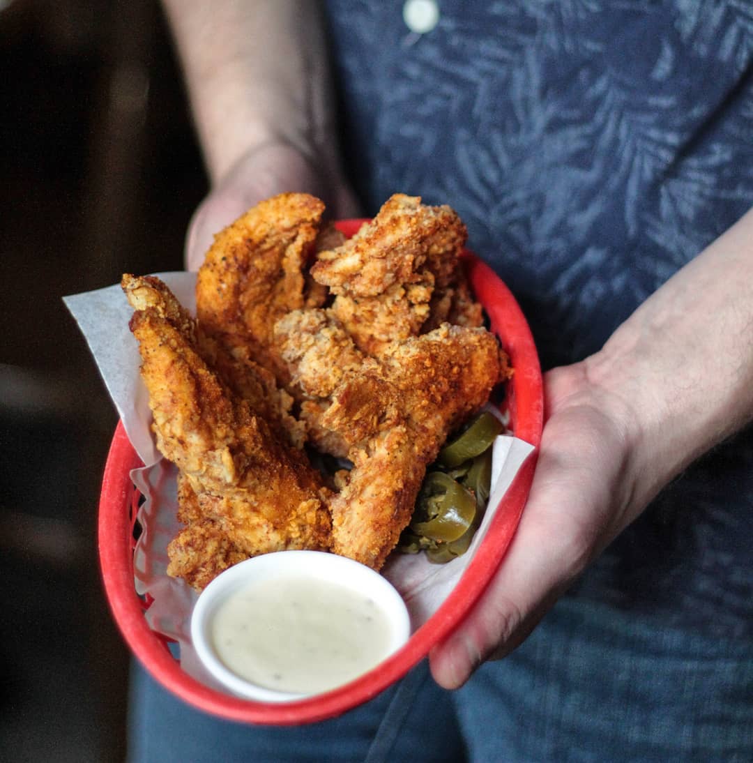A fried chicken basket from Le Bon Ton in Melbourne.