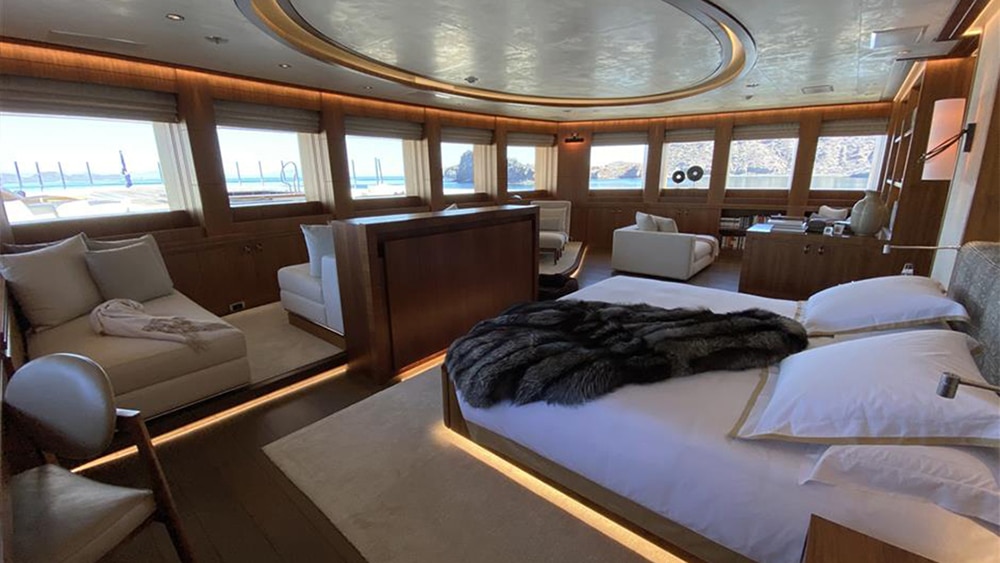 A stateroom onboard the Steven Spielberg superyacht