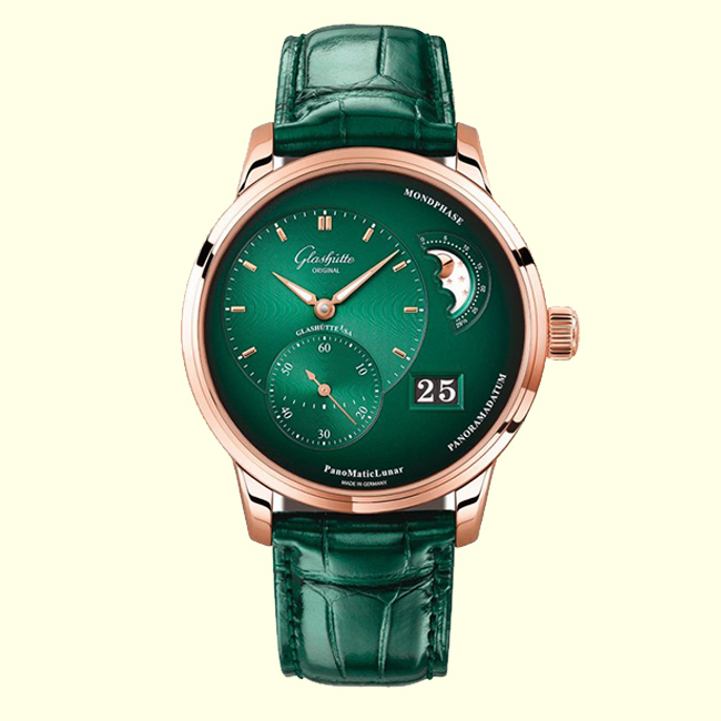 3. Glashütte Original PanoMaticLunar Forest Green Red Gold
