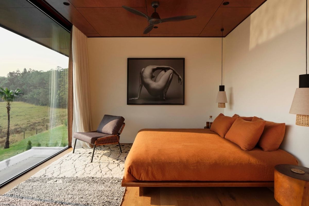 One of the bedrooms overlooking the hinterland in the Nine Perfect Strangers retreat
