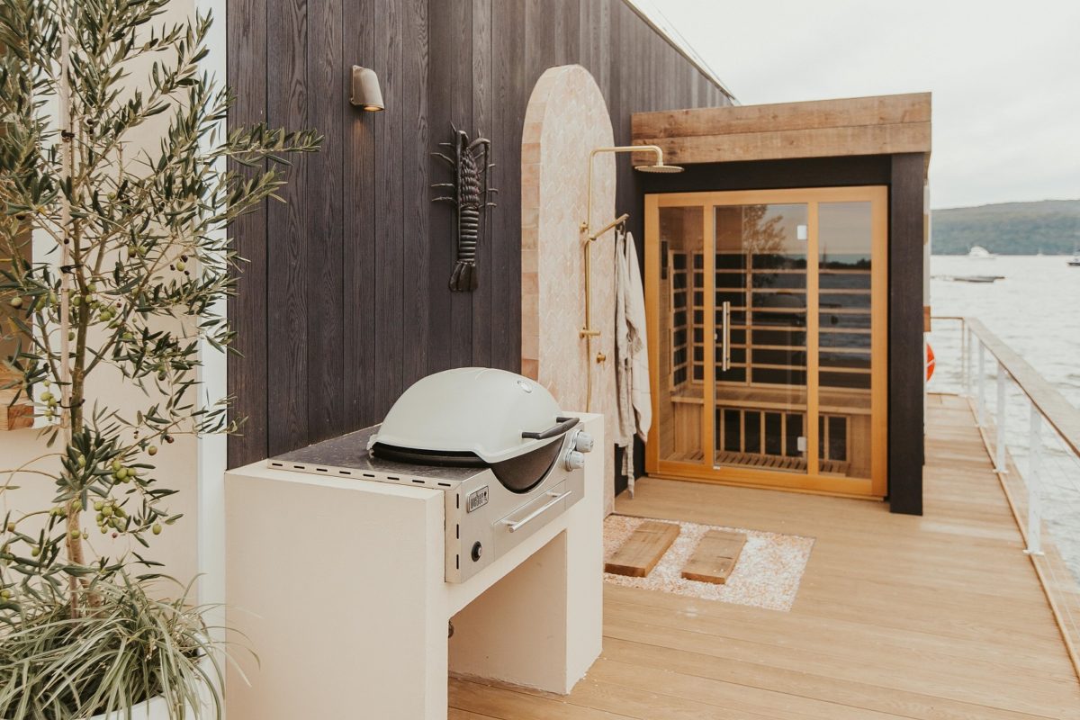 Sydney's luxurious floating villa, Lilypad, has been rebuilt with a sauna&  Wine cellar