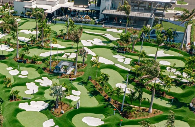 Tiger Woods Putting Courses PopStroke Mini Golf Sarasota Florida
