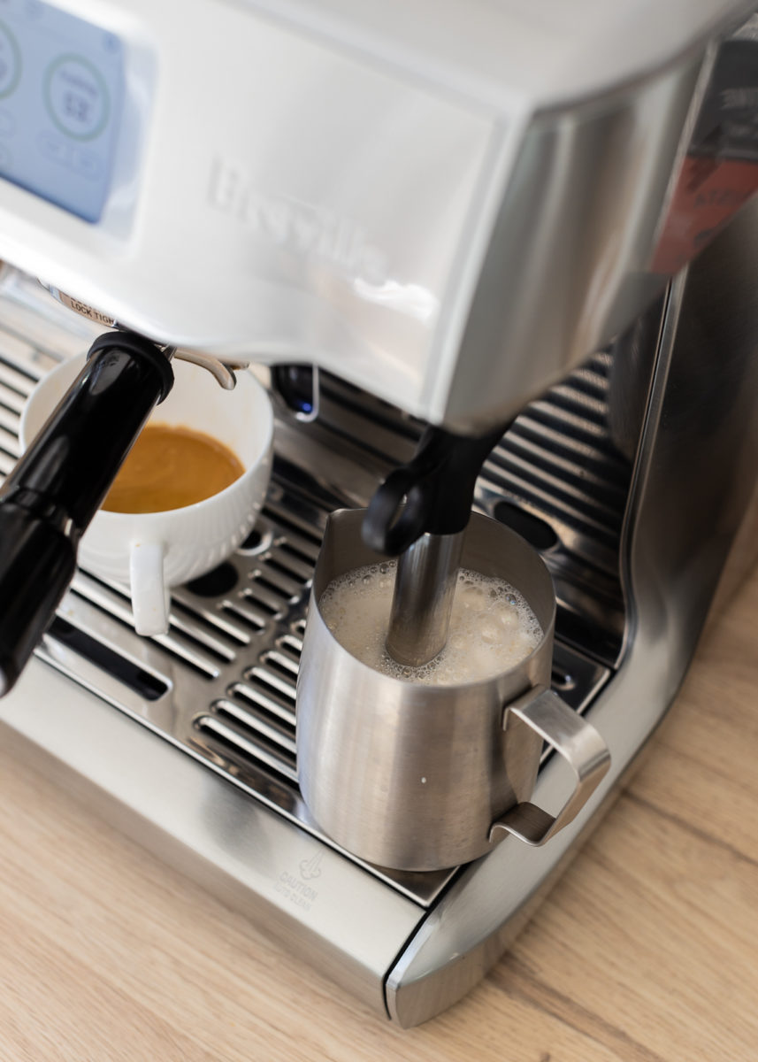 Steaming milk is easy with the Breville Oracle coffee machine
