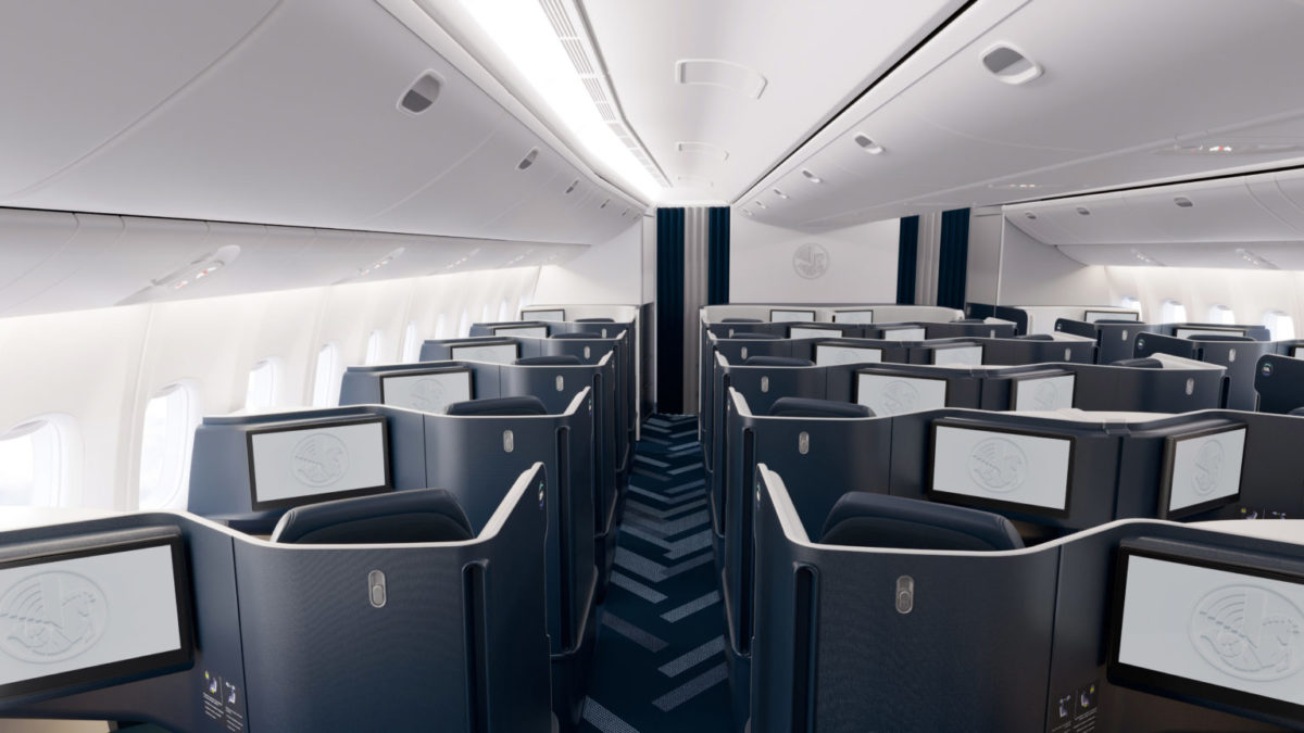 Air France business class with sliding doors from each seat