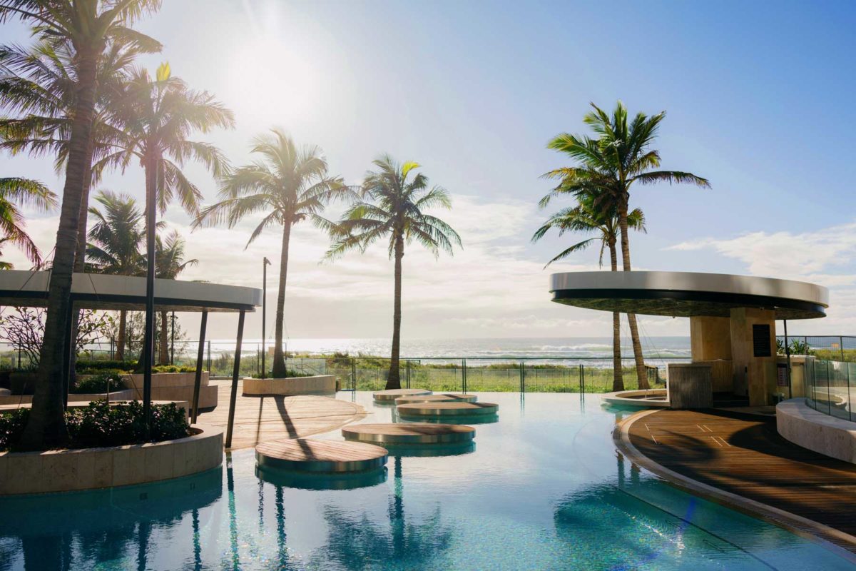The hotel pool at The Langham Gold Coast will have an infinity edge and a swim-up bar