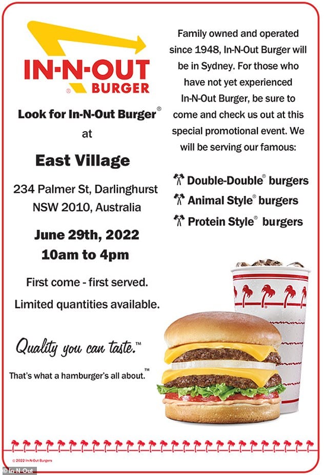 In-N-Out Is Popping Up In Sydney Today Serving Animal-Style Burgers