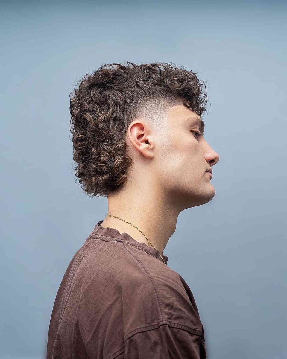 Curly Mullet With Fade