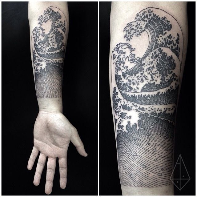 Ocean Wave Arm Tattoos for Men