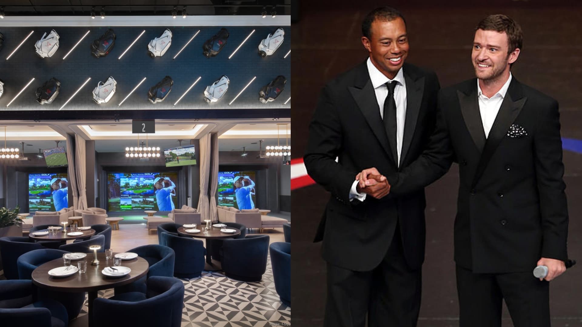 Tiger Woods, Justin Timberlake Tee Off Sports Bar in NYC