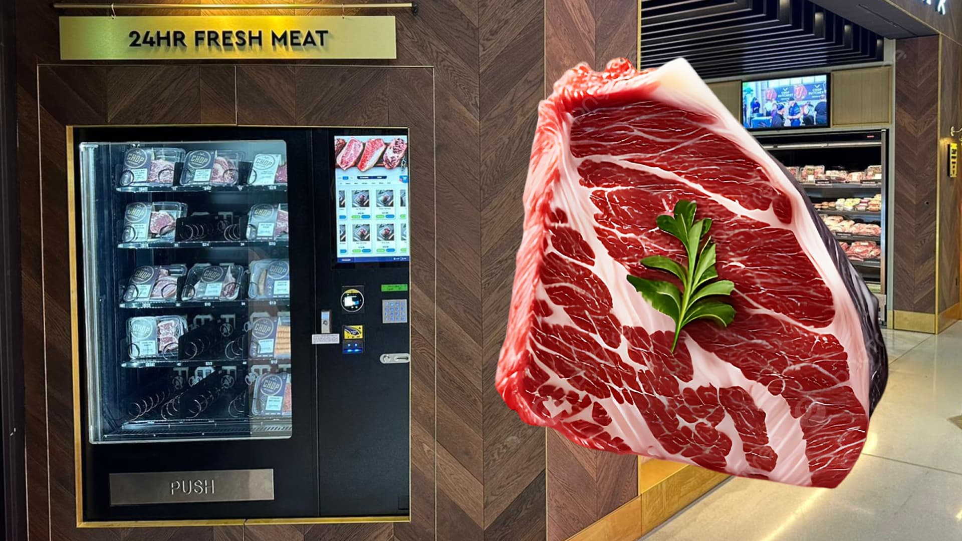 Vending shop machine meat