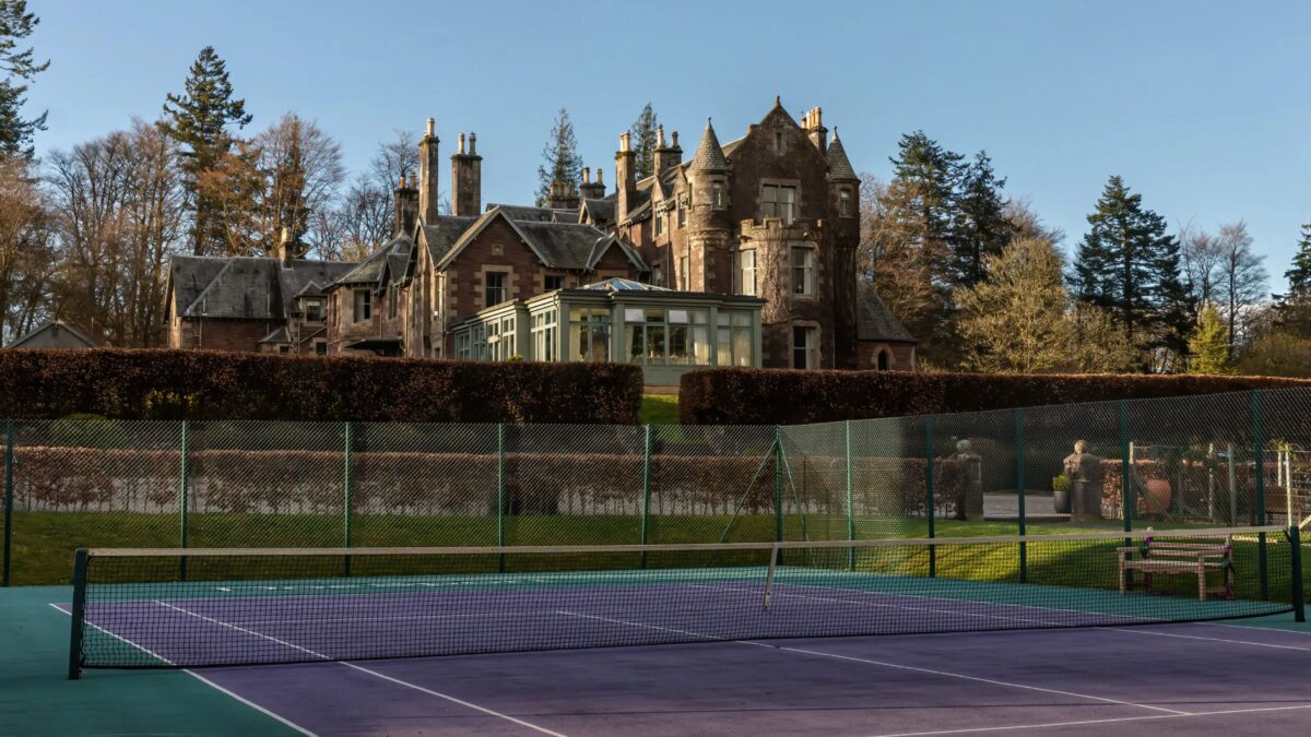 Tennis courts at Cromlix House, Scotland