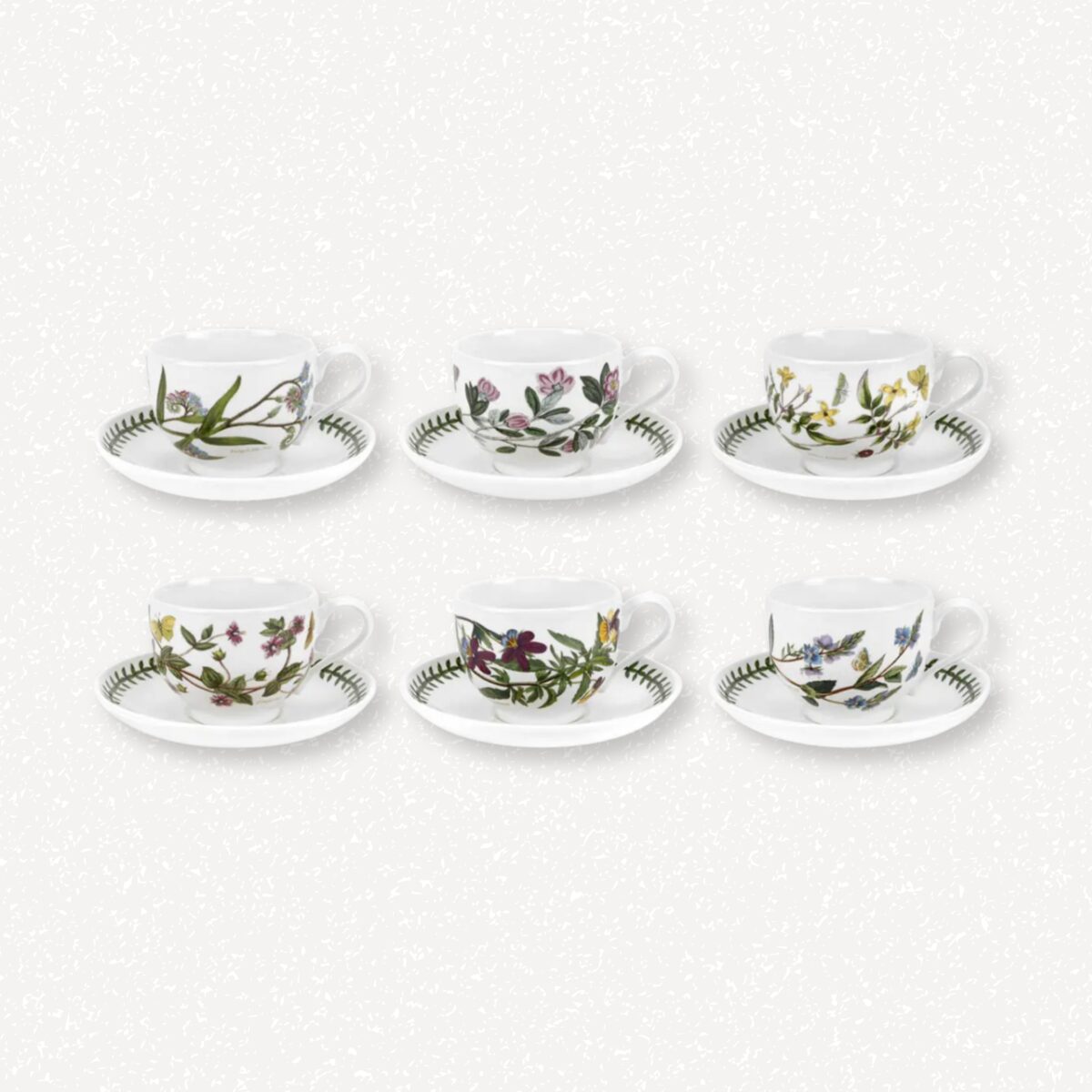 Portmeirion Botanic Garden Set of 6 Teacups & Saucers